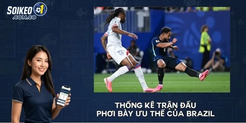 Thống kê trận đấu phơi bày ưu thế của Brazil